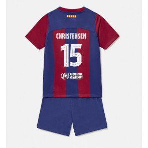 Barcelona Andreas Christensen #15 Hjemmebanesæt Børn 2023-24 Kort ærmer (+ korte bukser)